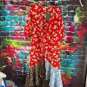 NWT Rixo London Noleen Paneled Printed Silk Crepe Wrap Dress Size XS
